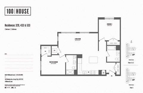 Floor plan for 2 beds, 2 baths, 1072 sqft